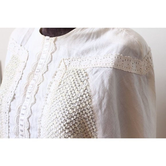 Vintage 70’s Cotton Lace Blouse Adree Gaye OffWhite - Picture 4 of 10